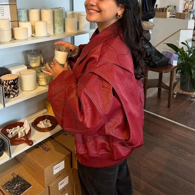 Veste simili cuir zippée