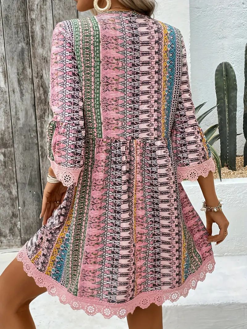 Robe Bohème Décolleté en V et Coupe Décontractée