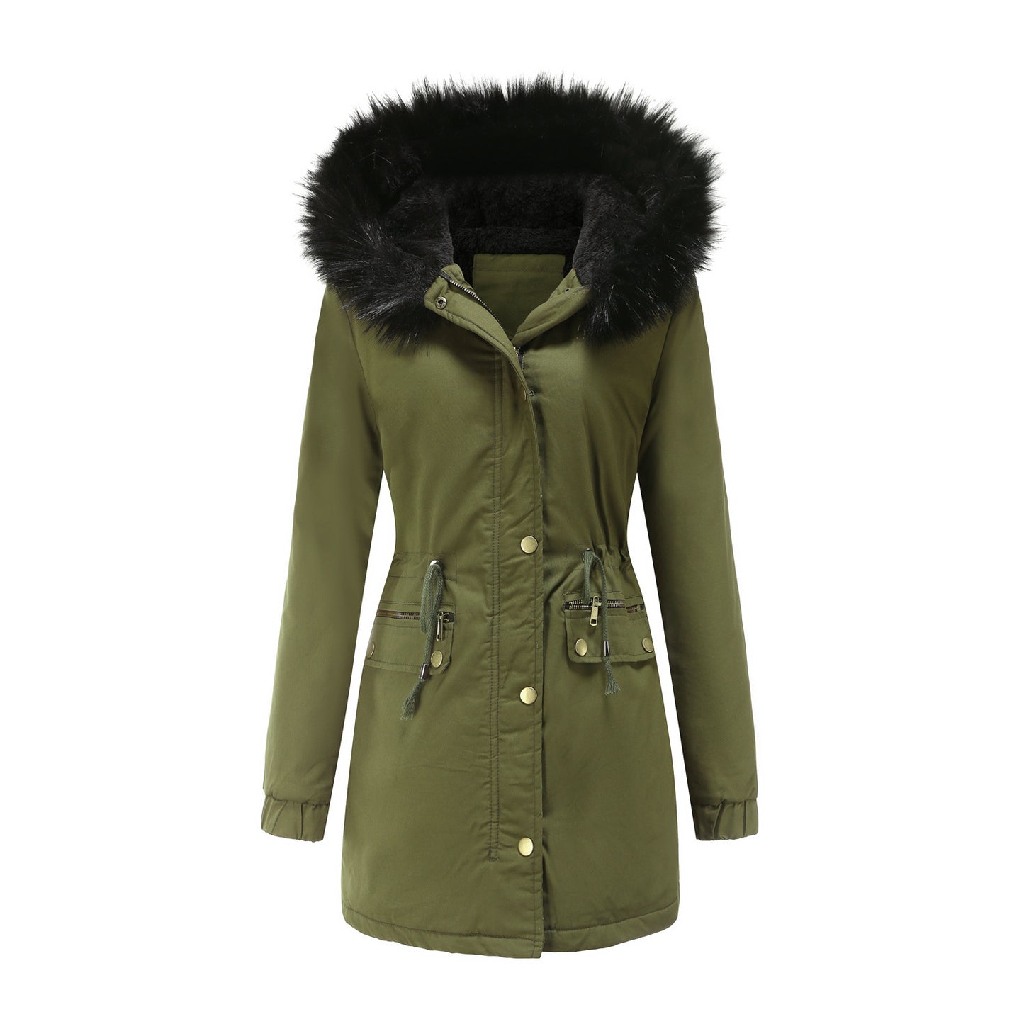 Parka Mi-longue avec Col en Fourrure