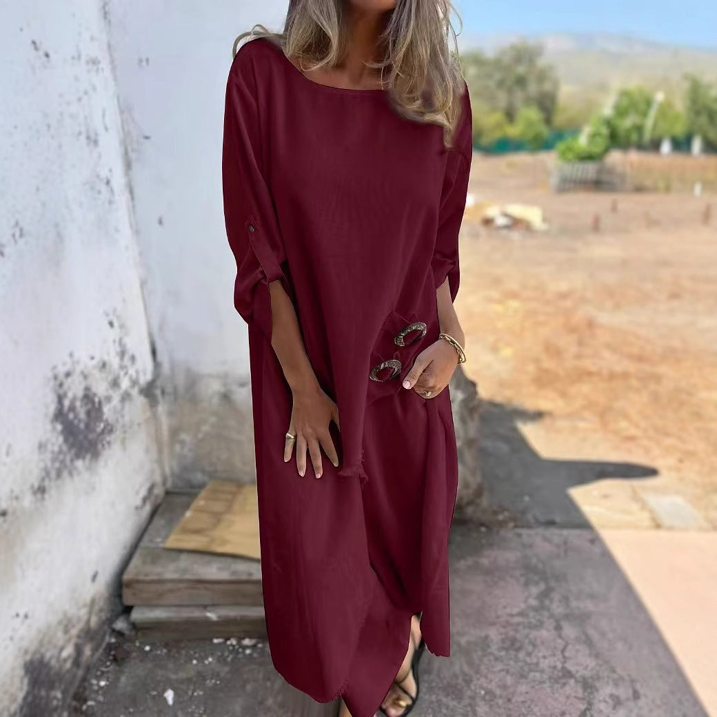 Ensemble Élégant Boutons Dorés & Pantalon Large