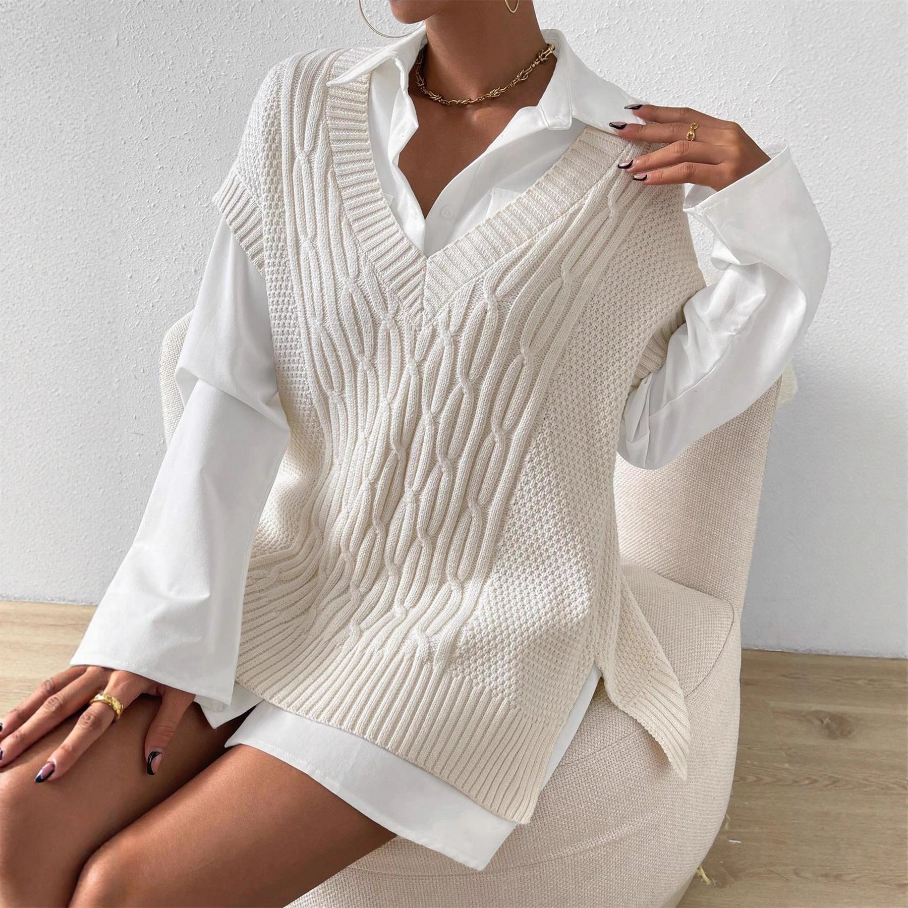 Gilet en tricot ample sans manches - FEMME FATALE