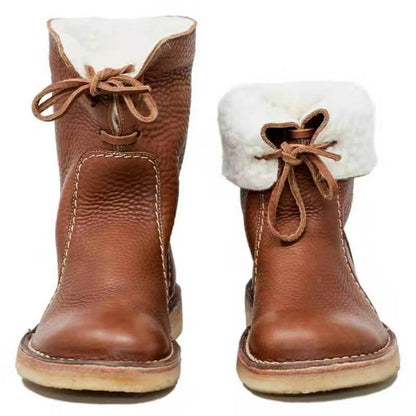 Bottes neige lacets en polaire