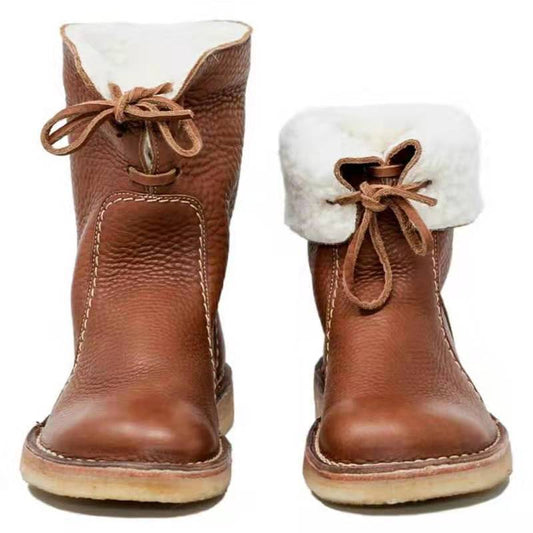 Bottes neige lacets en polaire