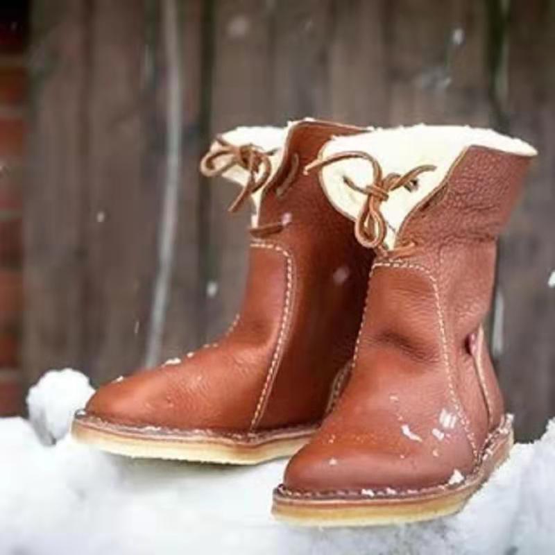 Bottes neige lacets en polaire