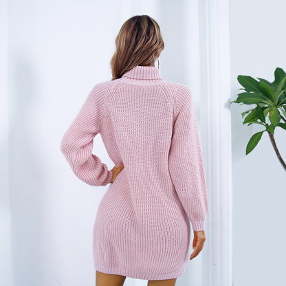 Robe Pull Col Roulé Hiver