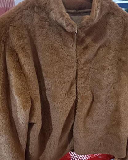 Veste en Peluche à Col Montant
