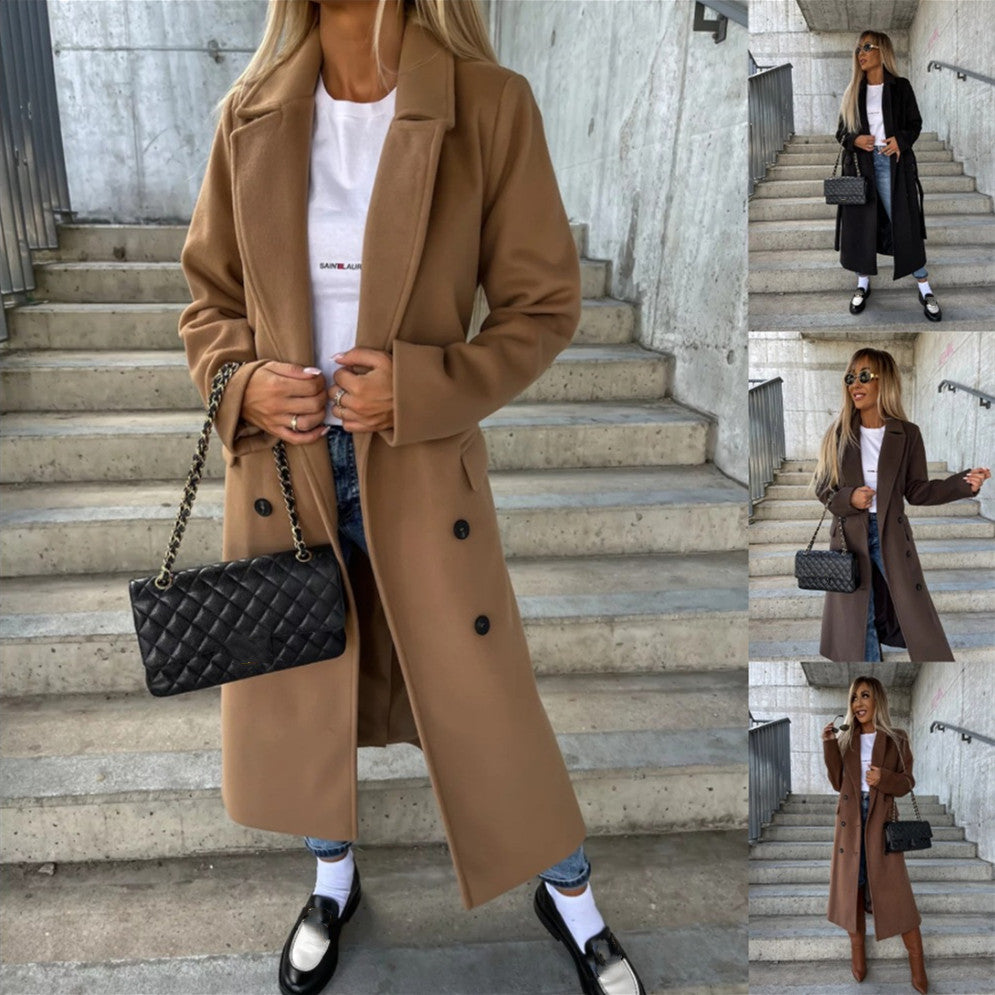 Veste croisée à revers fendue avec ceinture - FEMME FATALE
