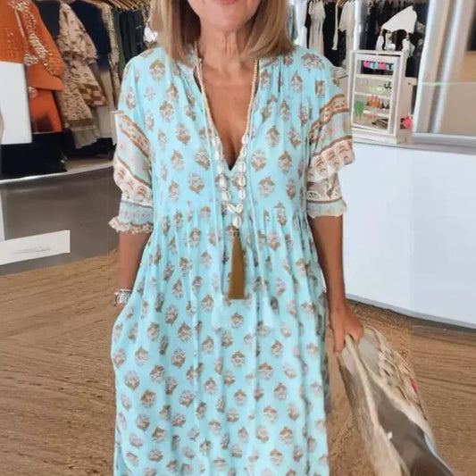 Robe imprimée à col en V