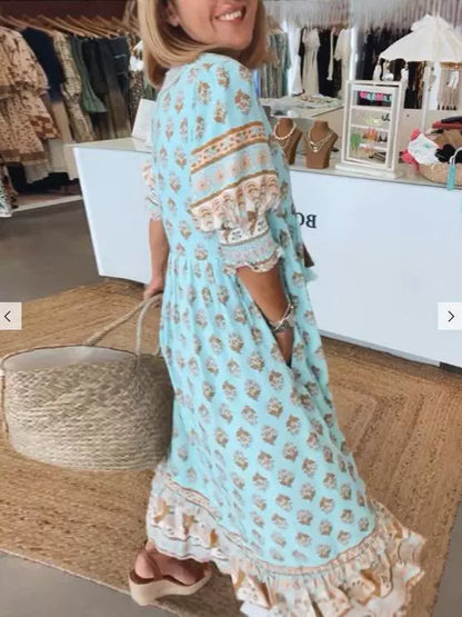 Robe imprimée à col en V