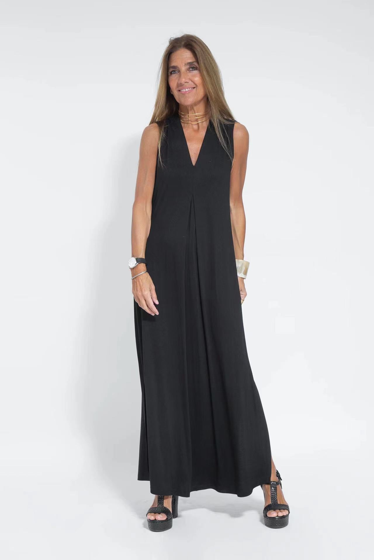 Robe longue d'été à col en V