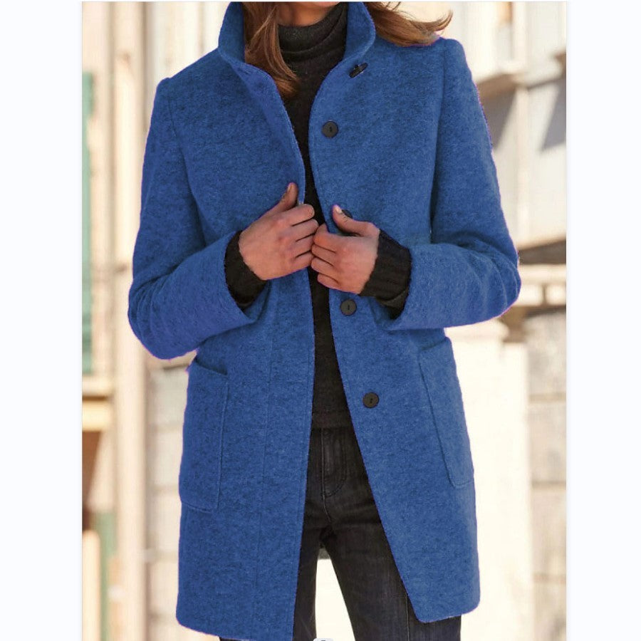 Manteau en laine à col montant - FEMME FATALE