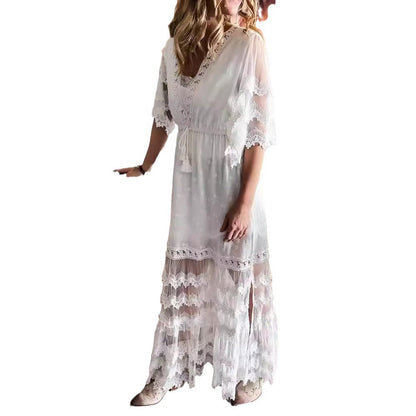 Robe Bohème Col en V avec Dentelle