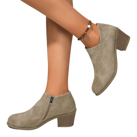 Bottes à talon épais avec fermeture éclair