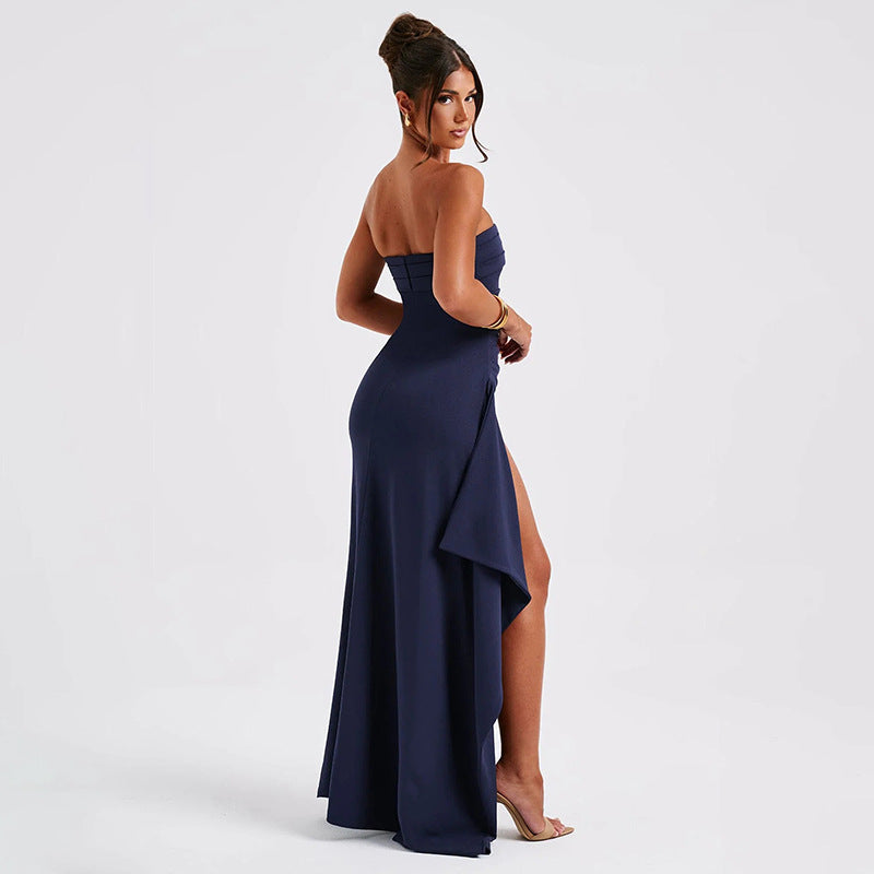 Robe Longue Fendue Sans Bretelles