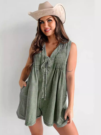 Combinaison en jean sans manches et short à manches courtes