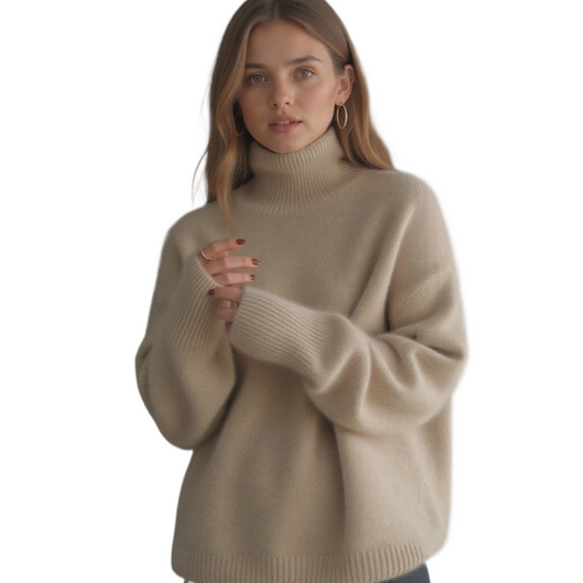 Pull Col Roulé Oversize en Cachemire