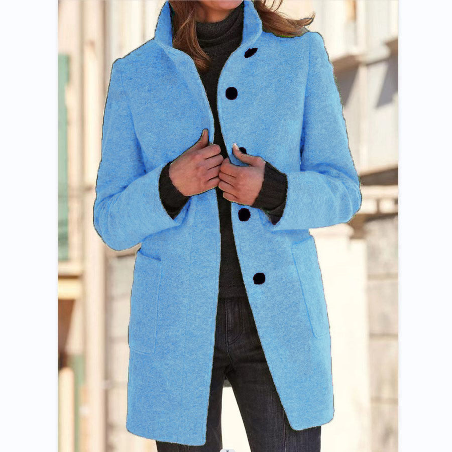 Manteau en laine à col montant - FEMME FATALE