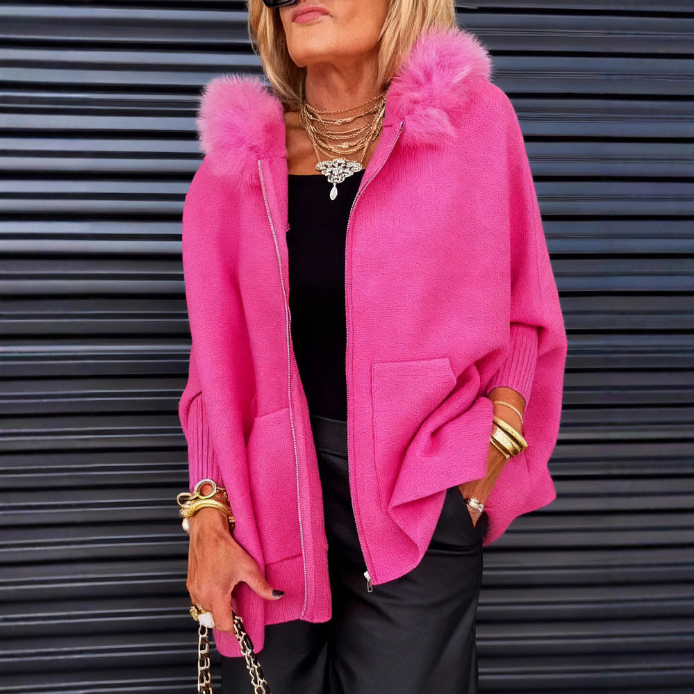 Veste décontractée avec col en fourrure - FEMME FATALE