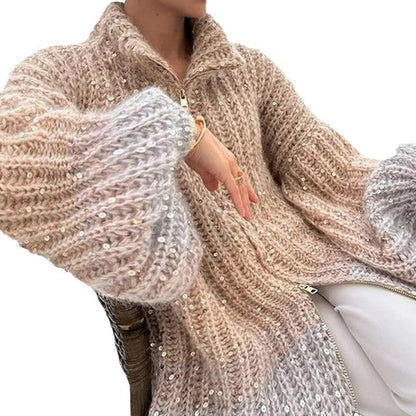 Pull Oversize en Maille à Sequins