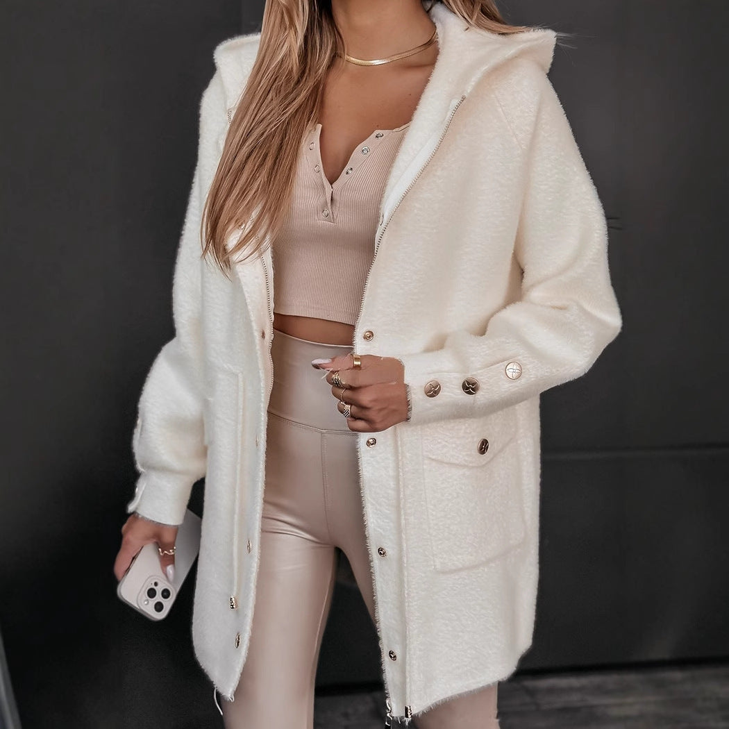 Veste Zippée à Capuche avec Ceinture