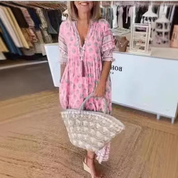 Robe imprimée à col en V