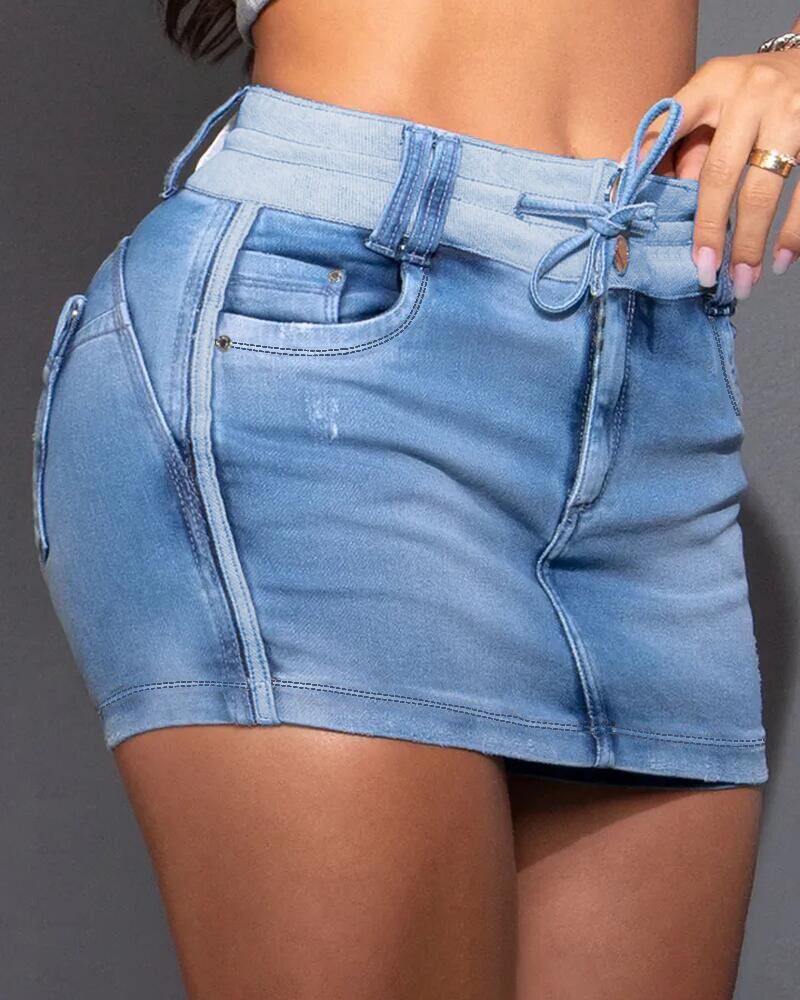 Jupe en jean à cordon