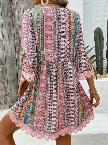 Robe Bohème Décolleté en V et Coupe Décontractée