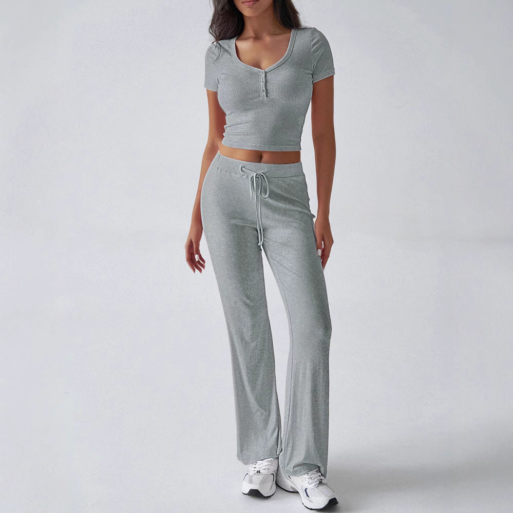 Ensemble Décontracté Uni à Col Rond - FEMME FATALE