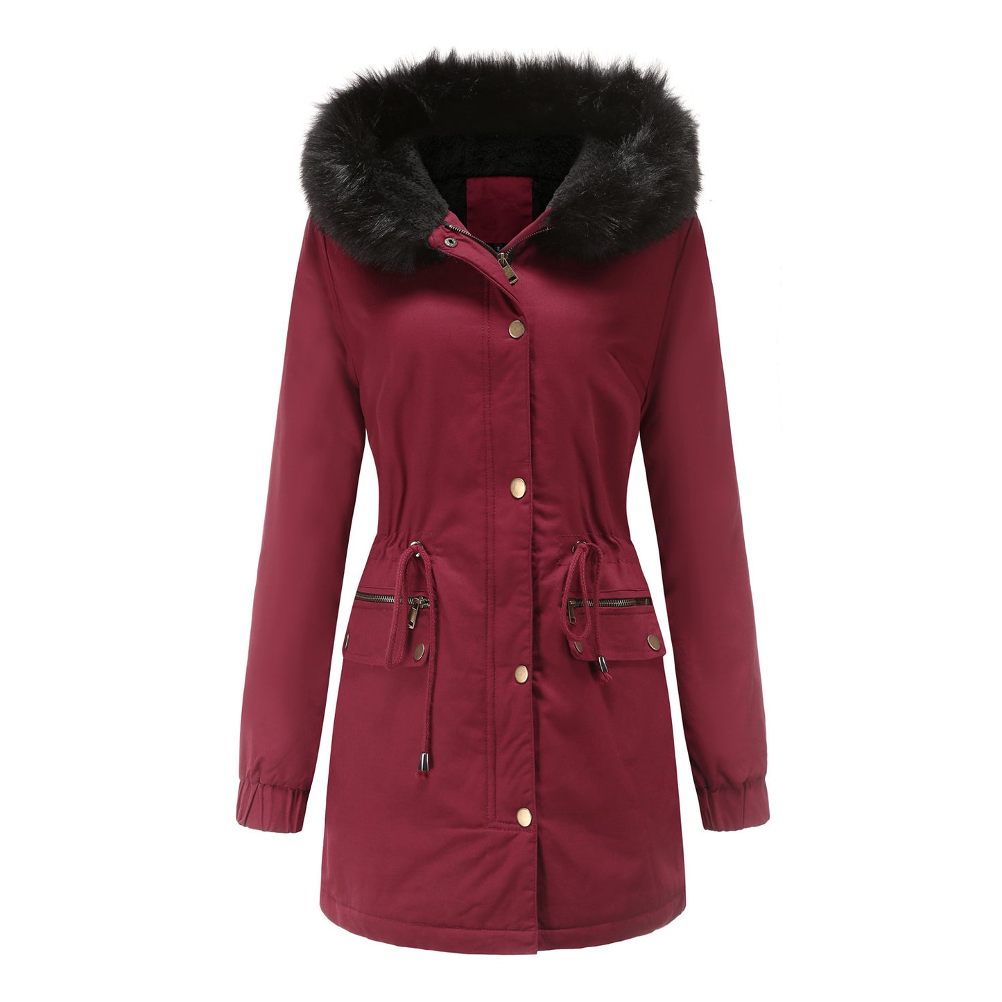 Parka Mi-longue avec Col en Fourrure