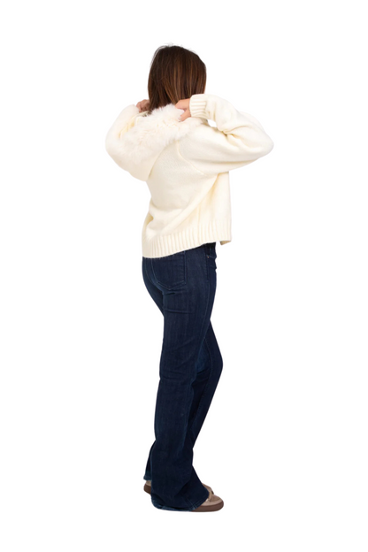 Veste Cardigan à Capuche en Fourrure