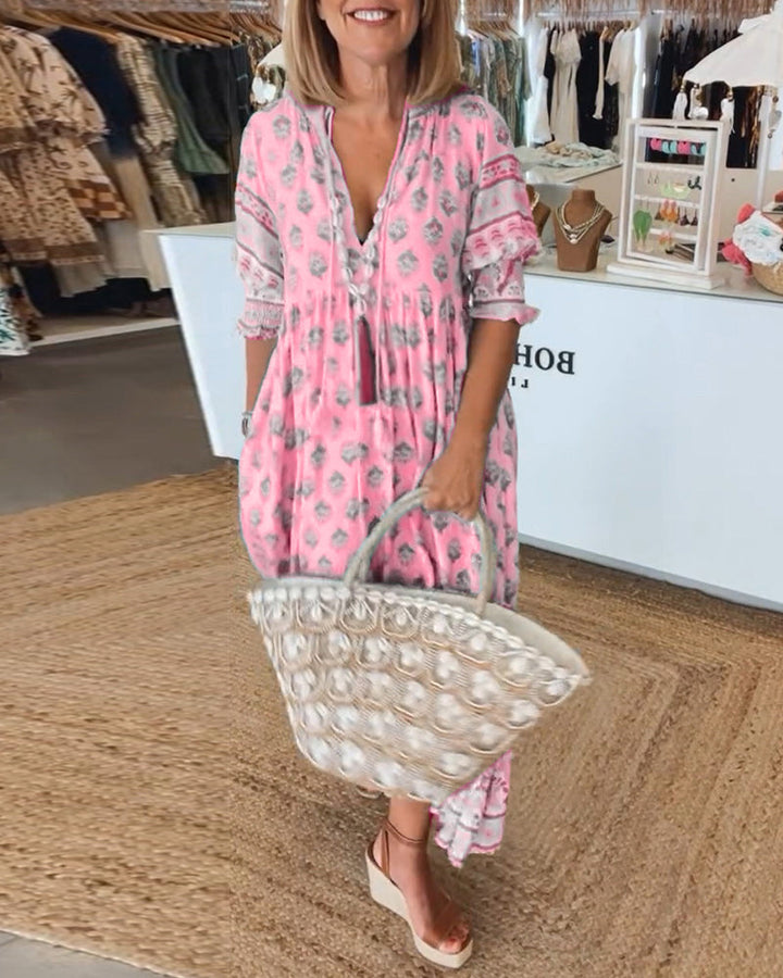 Robe imprimée à col en V - FEMME FATALE