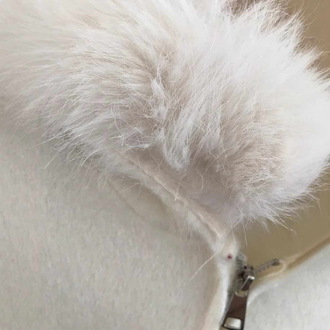 Veste Cardigan à Capuche en Fourrure