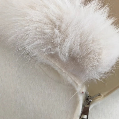 Veste Cardigan à Capuche en Fourrure