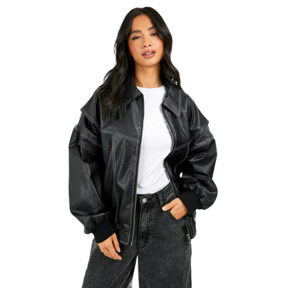 Veste simili cuir zippée