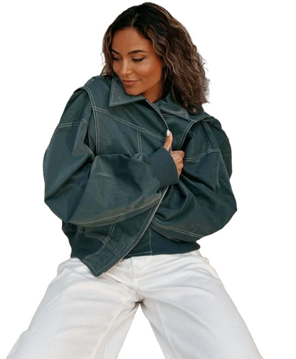 Veste simili cuir zippée