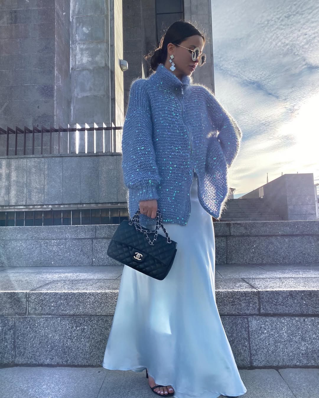 Pull Oversize en Maille à Sequins