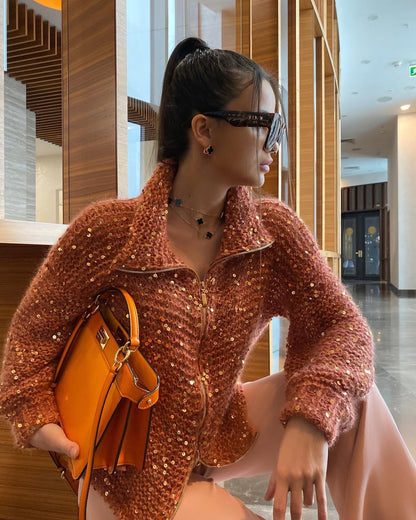 Pull Oversize en Maille à Sequins