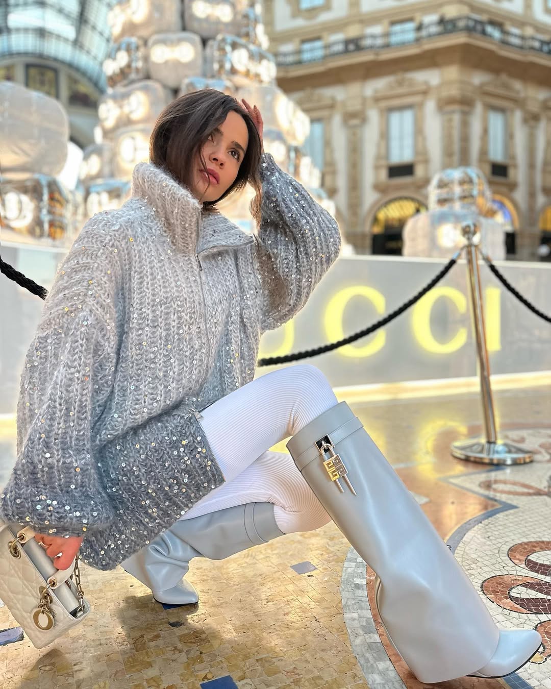 Pull Oversize en Maille à Sequins