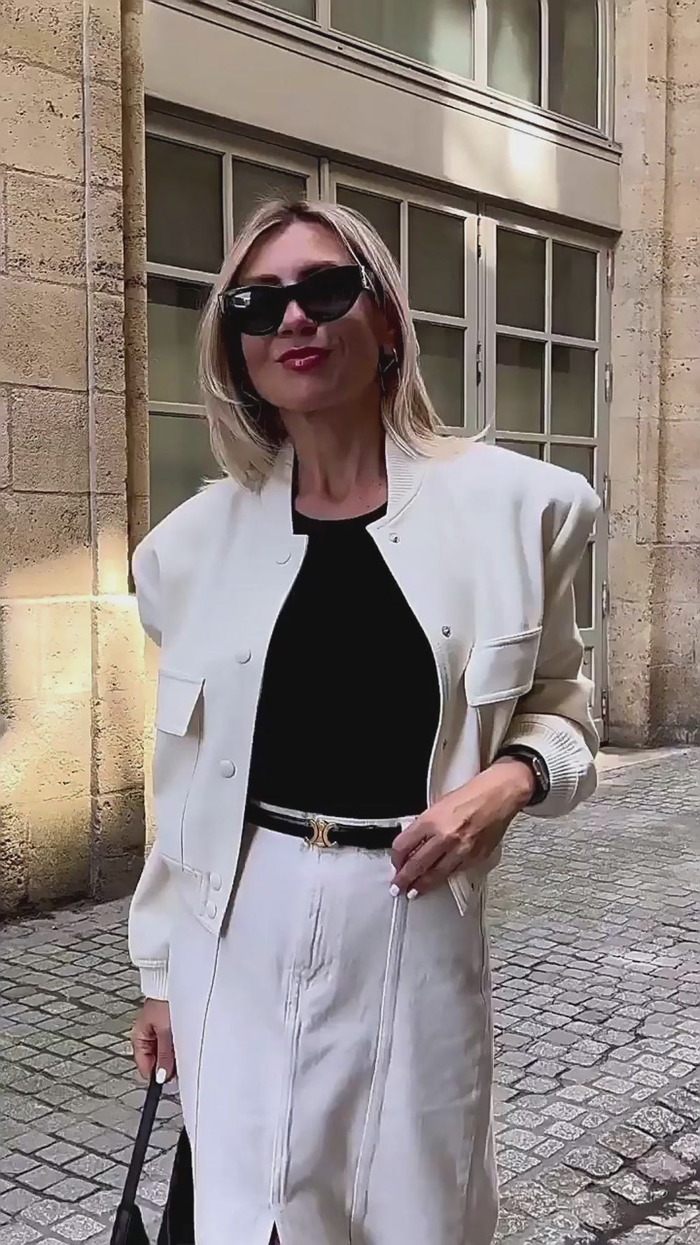 Veste Courte Casual à Col Montant et Poches