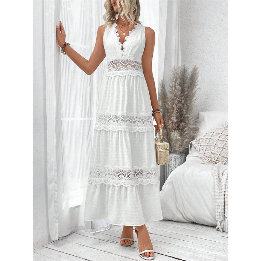 Robe à dentelle et col en V - FEMME FATALE