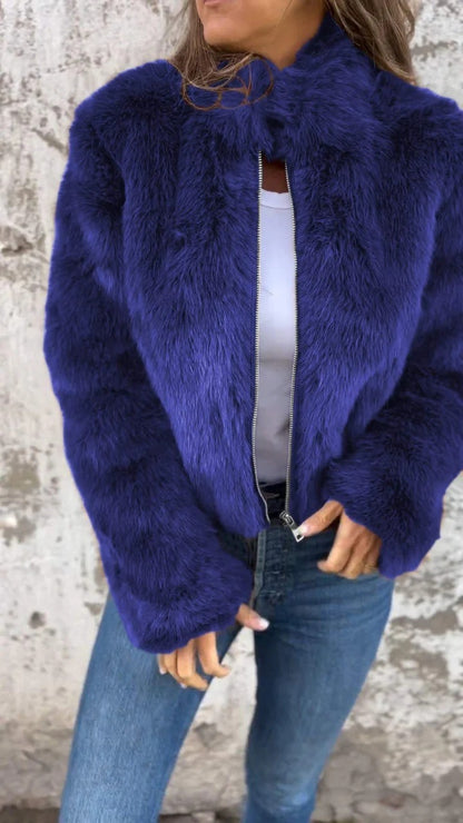 Veste en Peluche à Col Montant