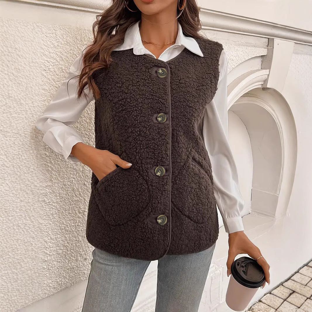 Gilet ample sans manches en fourrure composite intégrée, style coréen - FEMME FATALE