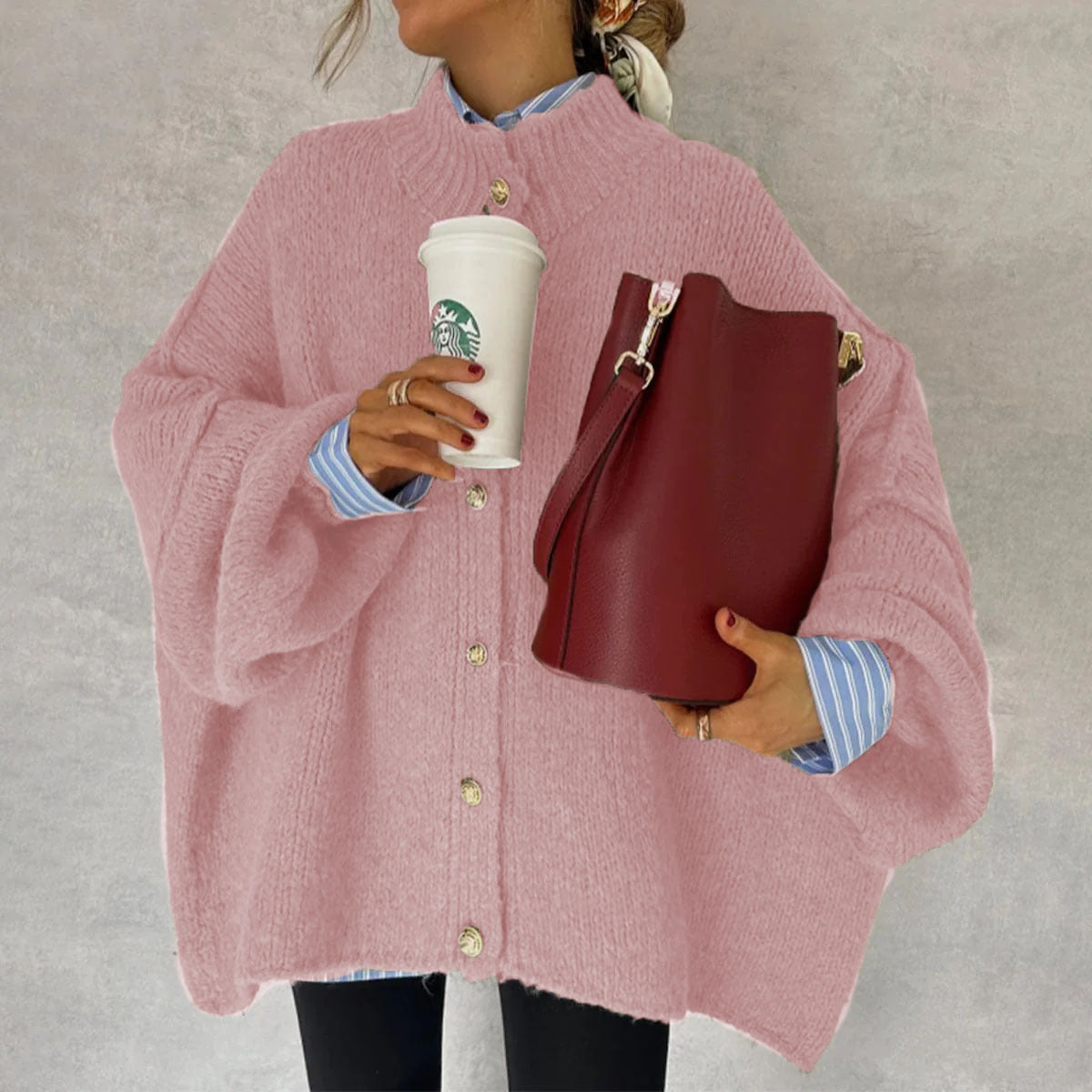 Gilet cardigan décontracté en maille unie - FEMME FATALE