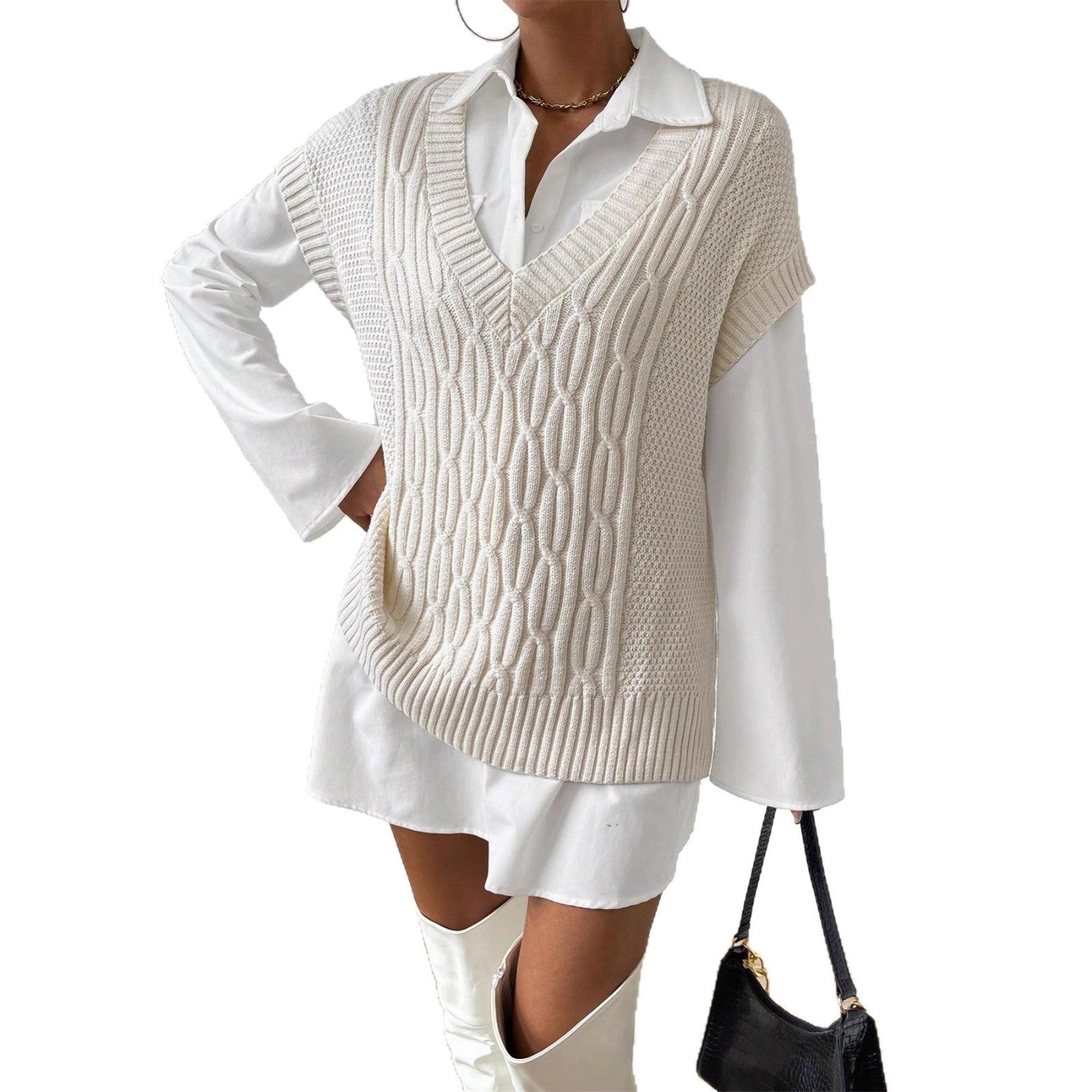 Gilet en tricot ample sans manches - FEMME FATALE