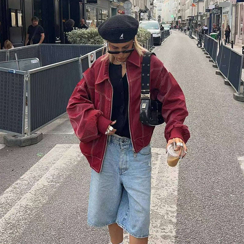 Veste simili cuir zippée