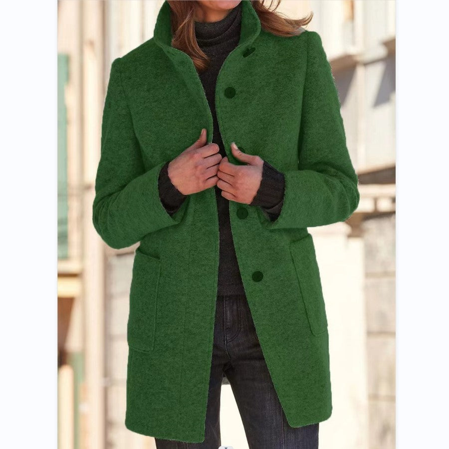 Manteau en laine à col montant - FEMME FATALE