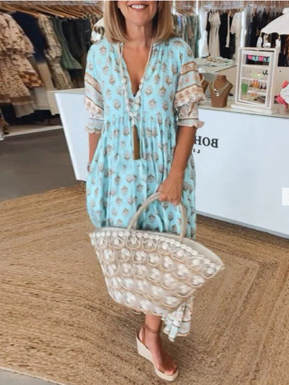 Robe imprimée à col en V