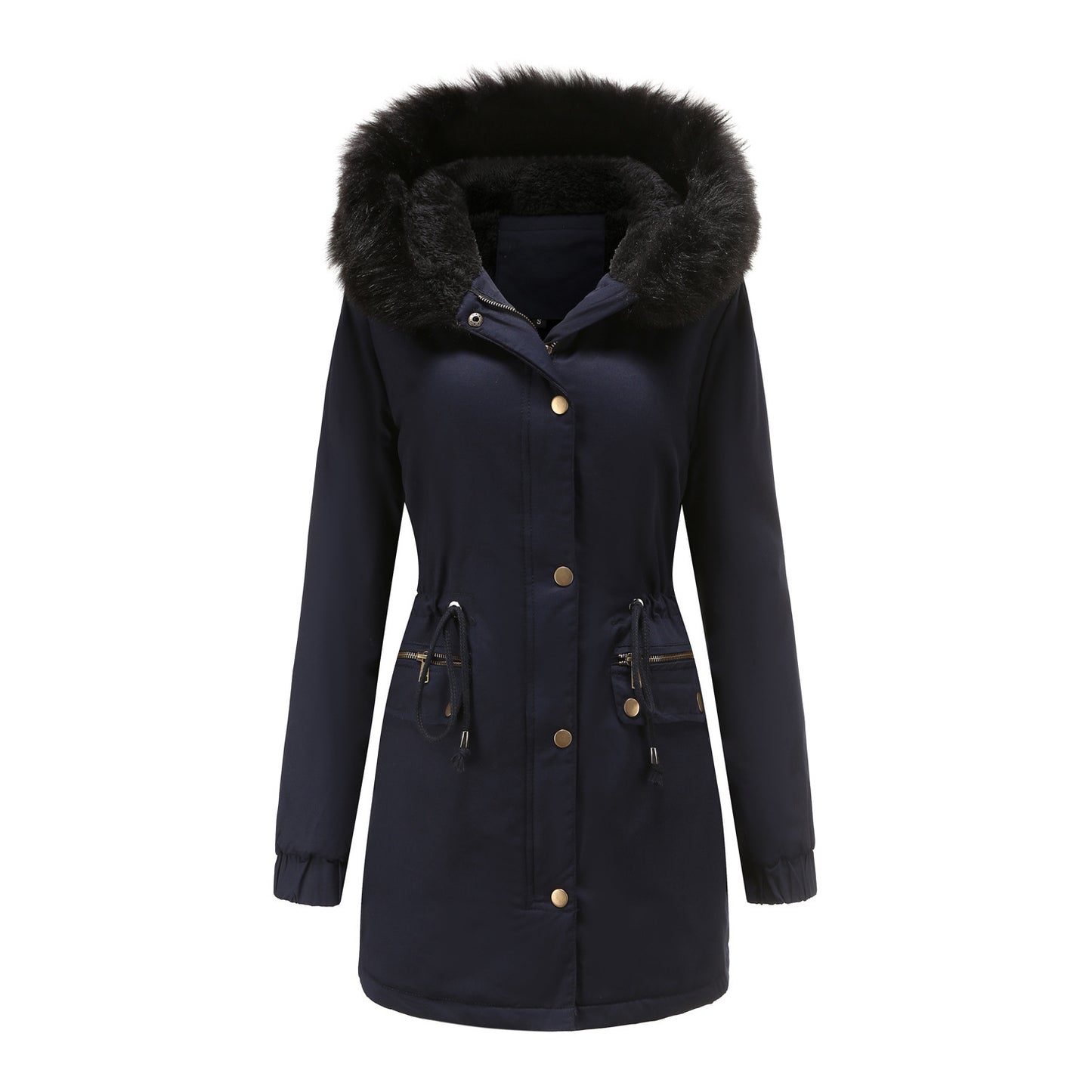 Parka Mi-longue avec Col en Fourrure