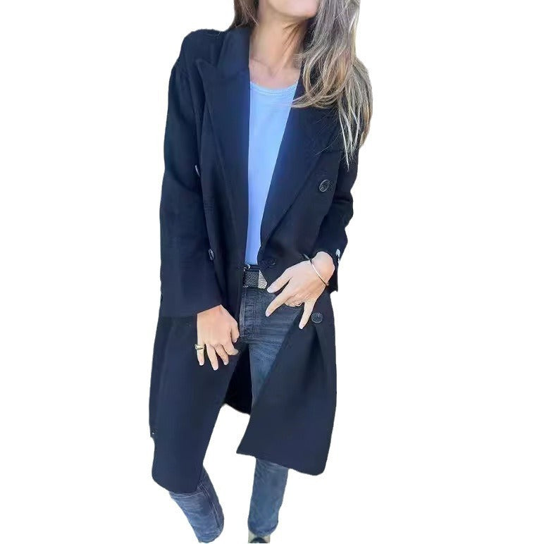 Veste décontractée mi-longue à revers et manches longues - FEMME FATALE