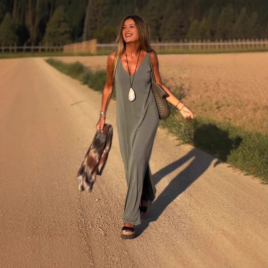 Robe sexy à bretelles et col en V